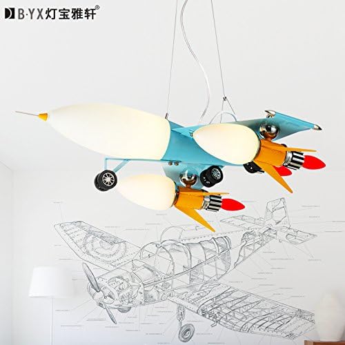 LTERD Children's airplane chandelier creative cartoon boy child children's room lighting the bedroom room lamp chandelier 755680cm,white