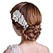 EVER FAITH Women's Austrian Crystal 5.9 Inch Wedding Flower Clusters Hair Comb for Prom Clear Silver-Tone