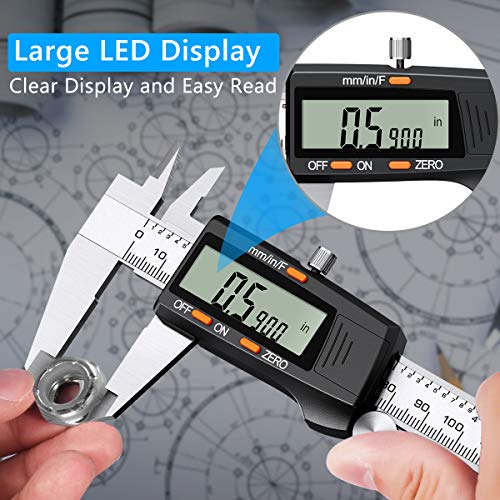 eSynic Calibrador Calibre Digital 200mm/8inch Pie de Ray Pinzas de Precision con Fracciones Pulgadas Metrica Conversor… - Imagen 5