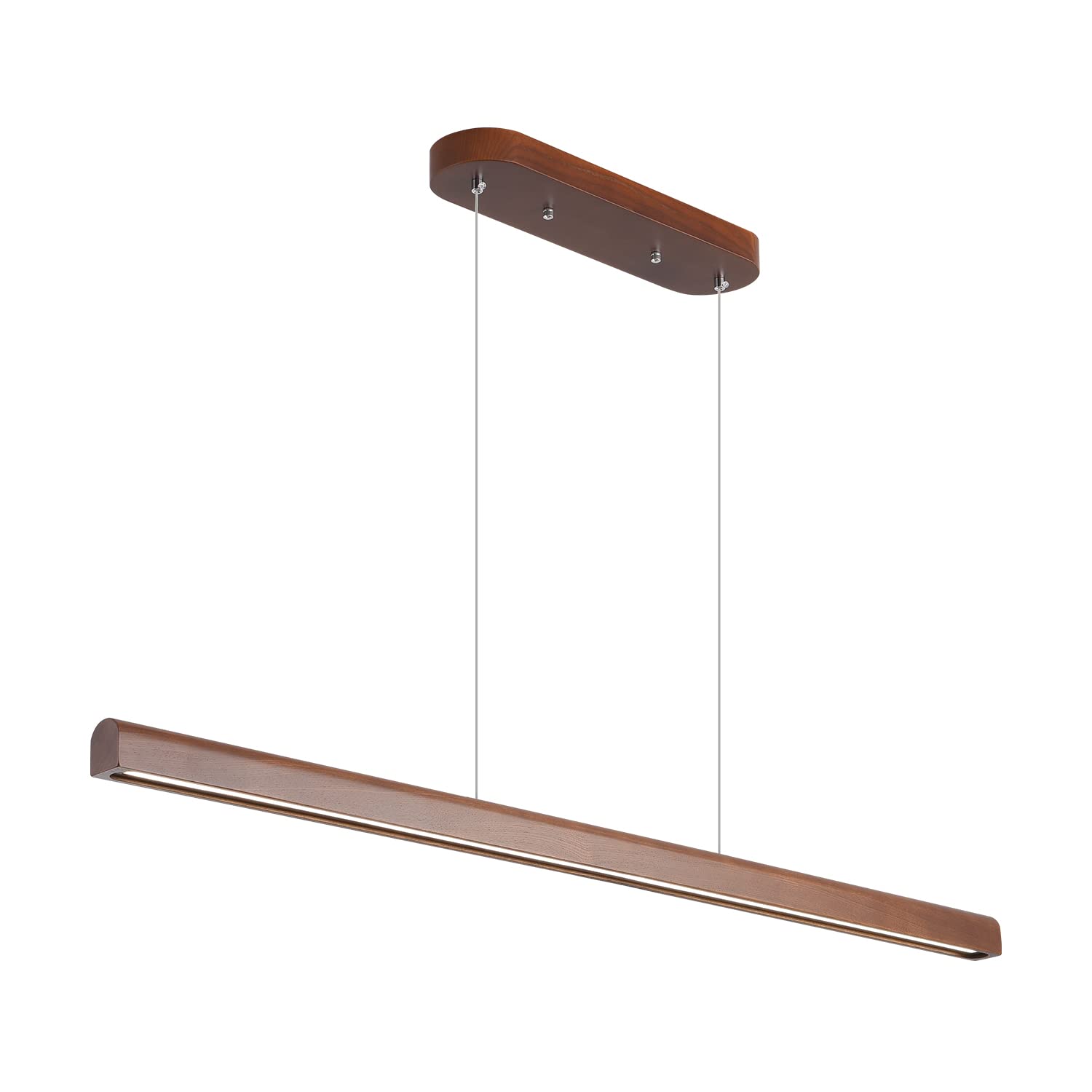 Photo 1 of YISDESIGN 59" Wood Linear Pendant Light Fixtures Led Adjustable Dining Room Light Linear Kitchen Island Hanging Lights Dimmable Pendant Light for Dining Room Kitchen Island Pool Table Walnut Color