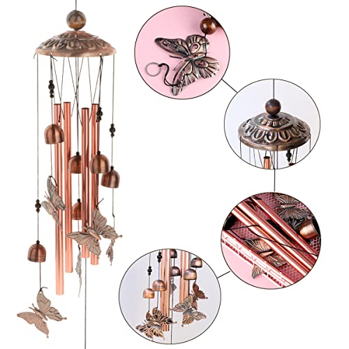 Wind Chimes Outdoor, Butterfly Wind Chimes for Outside, Sympathy Wind Chimes for Loss of Loved One, Memorial Wind Chimes with Hook Sympathy Gift for Home Outdoor Decor