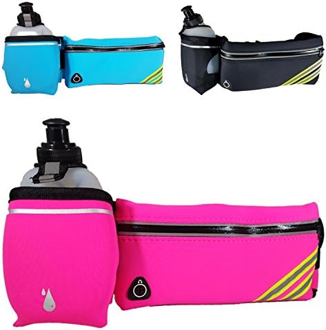 New! Hydration Running Belt with Water Bottle | Waterproof Waist Pack for Men and Women | Universal Size to Hold Cell Phone, Wallet, and Keys (Pink)