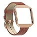 Austrake for Fitbit Blaze Bands with New Metal Frame, Replacement Leather Slim Straps with Stainless Steel Buckle for Fitbit Blaze Strap for Women Men,Brown
