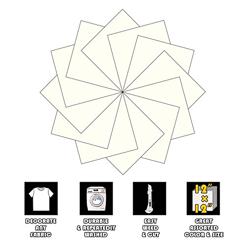 Heat Transfer Vinyl White, Iron on HTV Bundle Supplies for T Shirts, Fabric, Clothing - 12" x 12" - 12 Sheets Works with Cricut, Silhouette Cameoand and Other Cutter Machines - Thumbnail 6