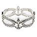 PammyJ Silvertone and Black Detailed Fleur De Lis Stretch Bracelet