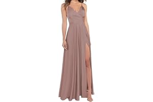 RYANTH Women's Satin Bridesmaid Dresses for Wedding Dress Formal Long A Line Prom Party Gowns with Pockets RYZ054