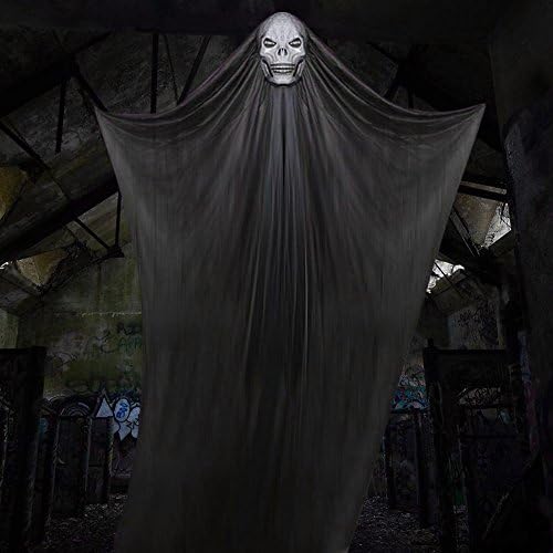 Large Scary Halloween Hanging Ghost Props Decorations,Ecjiuyi Halloween Flying Skeleton Spooky Ornaments Decor for Home Yard Party Bar Outdoor Tree Window (Black)