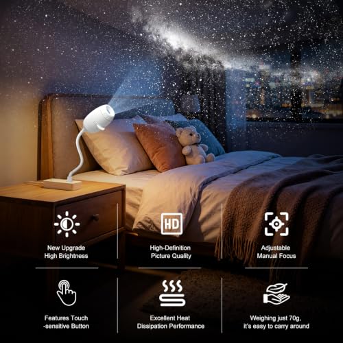 2 in 1 USB Galaxy Star Projector Light with 3 Projection Films,Adjustable Focus,Ambient Night Lights for Room/Car Roof, 360° Adjustable Car Interior Atmosphere Projection Lamp