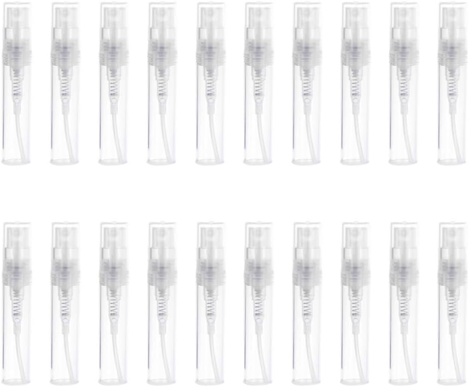 Lurrose 60pcs 3ml Mini Plastic Spray Bottles Clear Empty Mist Refillable Empty Bottles for Cleaning Perfume Essential Oils Travel