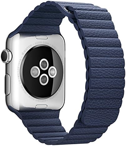 Apple Watch Band , HBBRO Leather Loop With Adjustable Magnetic Closure iWatch Band Replacement Bracelet Strap For 42mm Apple Watch All Models - Blue