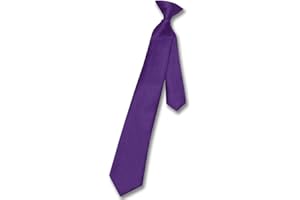 Vesuvio Napoli Boy's CLIP-ON NeckTie Solid PURPLE INDIGO Color Youth Neck Tie
