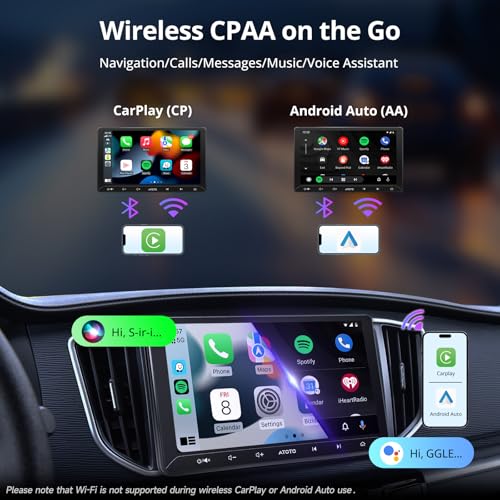 ATOTO A5L 2 Din Android 2G+32G Car Radio, 10 Inch Touchscreen GPS for Car, WiFi/BT/USB, CarPlay Wireless and Android Car Wireless Backup Camera, MirrorLink, DSP, FM/RDS/TF