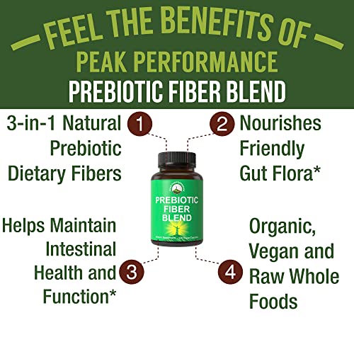 Organic 3in1 Prebiotic Fiber Vegan Capsules for Gut, Digestive