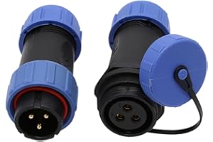 HANGTON CONNECT HangTon HE21 3 Pin Male Female Cable Plug Socket Circular Waterproof Power Connector 30A for LED/Marine/Lighting Equipment (Solder)