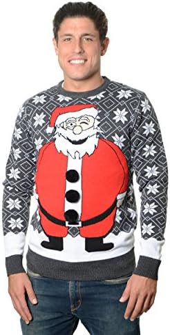 RWB Unisex Happy Santa Ugly Christmas Sweater Charcoal, Small