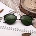 JIM HALO Classic Round Sunglasses for Men Women Polarized Lens UV400 (Shiny Black/Polarized Green)