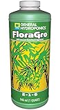 General Hydroponics GH1422 FloraGro 2-1-6, Use With FloraMicro & FloraBloom, Provides Nutrients For Structural & Foliar Growth Ideal For Hydroponics, 1-Quart, Green