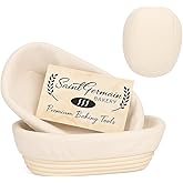 "Saint Germain Bakery Premium Round Bread Banneton Basket with Liner - Perfect Brotform Proofing Basket for Making Beautiful Bread (10"" Oval (2x count))"