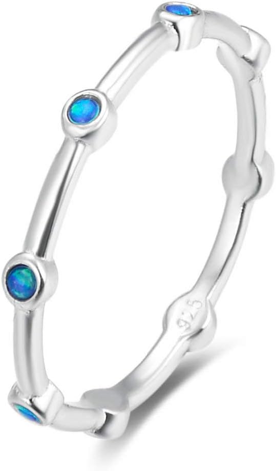 Energy Stone Ferris Wheel Japanese Opalite Sterling Silver Stacking Ring (Style ST07)