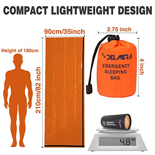 Delmera Emergency Survival Sleeping Bag, Lightweight Waterproof Thermal