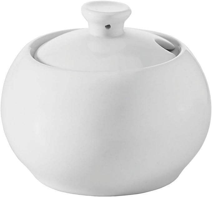 Maxwell & Williams White Basics Round Sugar Bowl with Lid, Porcelain, 9