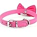 MEKBOK Cute Knit Bowknot Adjustable PU Leather Dog Puppy Pet Collars Necklace (Hot Pink)