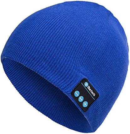 Shnmin Bluetooth Beanie Hat For Men Women Wireless Knit Music Cap Built-In Microphone Christmas Gift (Blue)