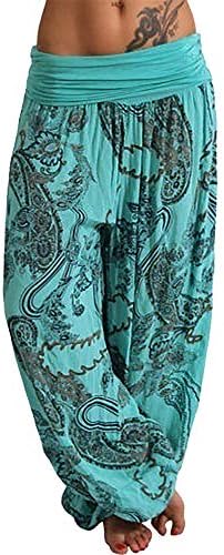TIFIY Halloween Harem Pants Women/Ladies/Girls Plus Size Floral Printed Leggings Mid Waist Loose Capris Casual Sports Yoga Fitness Gym Trouser Workout Running with Pockets Autumn Winter 2018