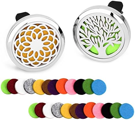 ABOOXIU 2PC Car Aromatherapy Essential Oil Diffuser Stainless Steel Locket Car Air Freshener