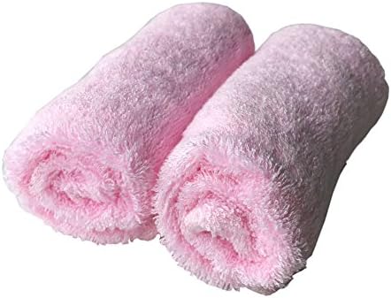 Highly Absorbent Washcloth Better Than Cotton 2 Pack Soft, Hand Towels for Kids, Bladies Bamboo Bathroom Towels 11"x20" Size Spa Like Softness for Bath Gym Bar Towel (Pink)