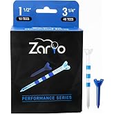 Zario Plastic Golf Tees 3 1/4 Inch Combo with Par 3 Short Golf Tees 1 1/2 inch - Near Unbreakable - 4 Prong with Height Marker Stripes - Many Colors