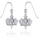 GaelSong Sterling Silver Scottish Thistle Dangle Drop Earrings Gift for Women