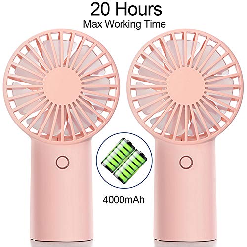 iAlegant Mini Handheld Fan, Personal Portable Desk StrollerÂ Table Fan with USB Rechargeable Battery Operated Strong Airflow,5-20H Working Time,3 Setting for Home, Travel, Camp-2Pink (2Pink)