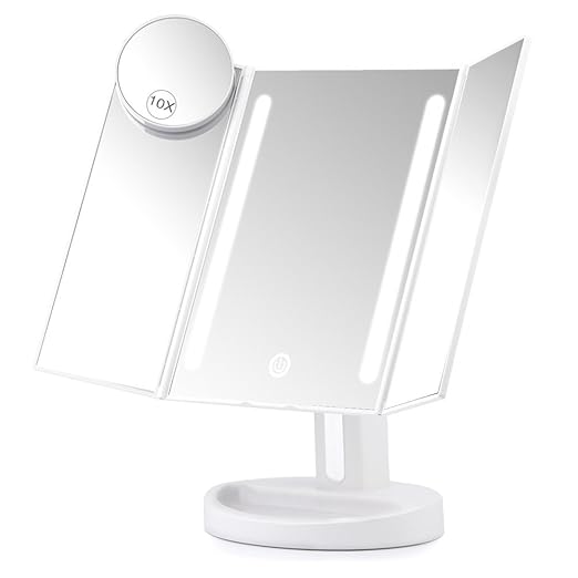 Miroir de maquillage éclairé de vanité Herwiss avec un pouvoir grossissant 10 fois