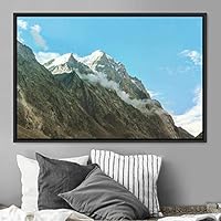 Framed Canvas Wall Art Mountainscape Aerial Dramatic Landscape Mountain Top Multicolor Photography Realism Rustic Warm - 16x24 inches