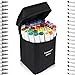 Tanmit 40 Color Dual Tips Art Markers, Permanent Marker Highlighter Pens with Case for Adult Coloring Drawing Sketching Highlighting and Underlining