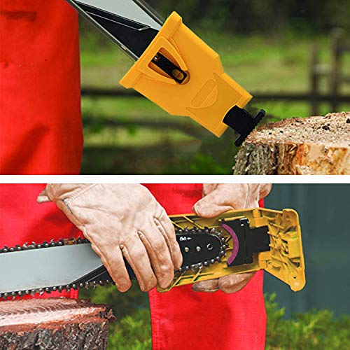 Chainsaw Sharpener,IELECMG Chainsaw Teeth Sharpener Work Sharp Chain Saw Sharpener Kit Chain Saw Blade Sharpener (chainsaw with two holes)