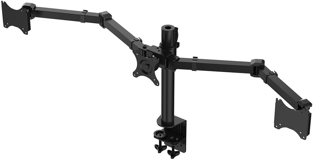 Triple Monitor Heavy Duty Desk Mount Three Arm LCD Stand Triple Screens Fit for 10"- 27" Max 22lbs Loading Capacity (D1T)