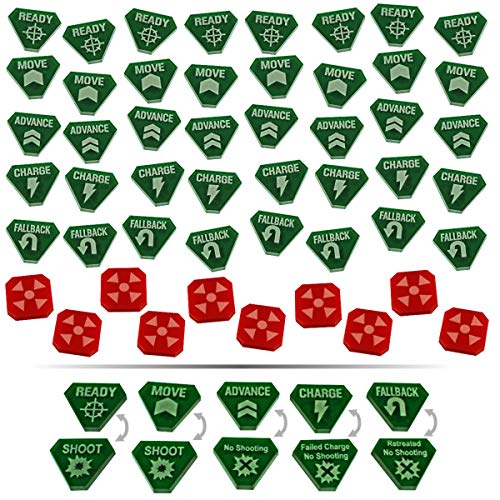LITKO Combat Token Set Compatible WH:KT, Translucent Green & Red (50)