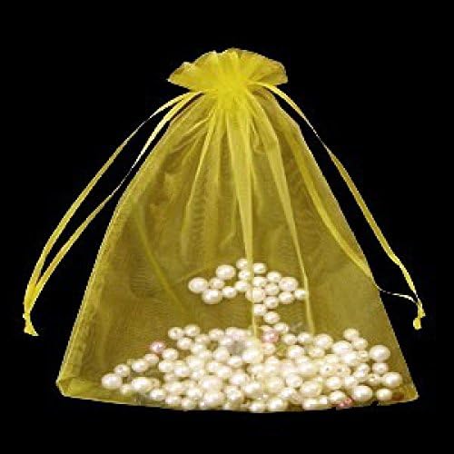 50 Lemon Yellow , Organza Bags , small , 7 cm x 9 cm