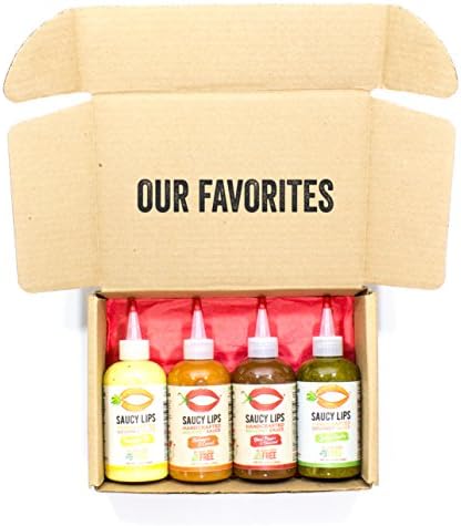 Vegan &amp; Paleo Sauces Sampler Gift Set by Saucy Lips Foods - Gluten Free, Low Sodium, No MSG, Low Carb, Soy Free, Dairy Free, Nut Free - Collection of 4 best selling sauces (Our Favorites)