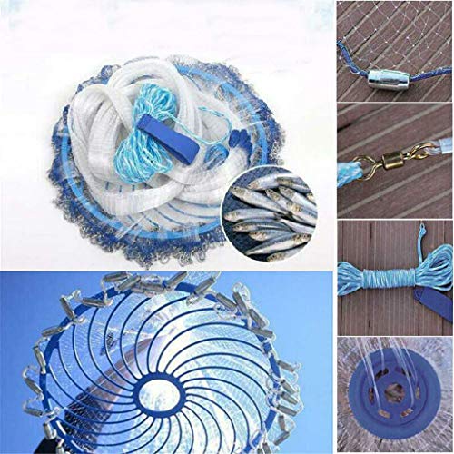 Magic Fishing Net, Tuscom High Strength Nylon Monofilament Saltwater Fishing Cast Net Netting Fishing Tackle Catching Network Crab for Bait Fish, Real Lead Sinker Weights, 7.8ft/9.8ft/11.8ft (7.8ft) - Thumbnail 6