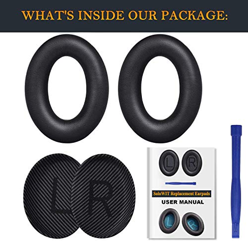 SoloWIT Almohadillas para Bose QuietComfort 35 (QC35) & Quiet Comfort 35II (QC35 II) Auriculares, Espuma de Alta Densidad y Cuero Proteico