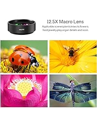 2019 Kit de lentes para cámara de teléfono, lente gran angular de 0,45x, lente ojo de pez de 195° y lente macro de 12,5 x (afilado juntos) 3 en 1, lente para teléfono móvil con clips, para iPhone Samsung Android la mayoría de smartphones y tabletas