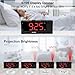 REACHER Projection Alarm Clock Radio with Dual Alarm USB Sleep Timer 0-100 Dimmer and Snooze Time Option for Bedroom