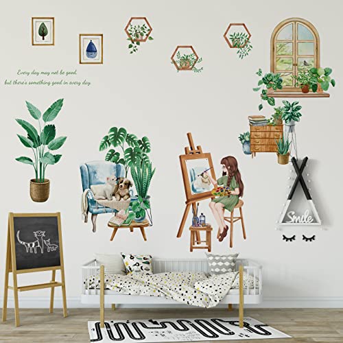 Sazfli Wall Decals, Large Wall Stickers for Bedroom and Living Room | Plants, Girls, Animals | Removable Stickers for Home Walls Decoration as Housewarming Birthday Gift, HT94042