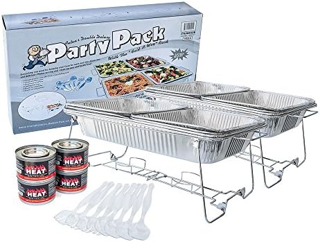 Teemway8/20-Piece Baking Pan Sets, Bakeware Sets With Tin Pan, Chafing Rack, Chafing Fuel Burners And Plastic Tableware, Chafing Pans For Party (20)