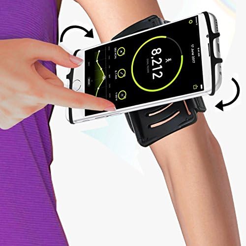 Vive Comb Running Armband, Rotatable Sports Phone Band for iPhone X/8 plus/7/7S/6/6S/5S, Note 8/3/4/5, Sturdy Comfortable Arm Belt for Outdoor Running Cycling Hiking(Black)