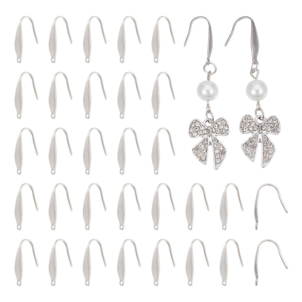 UNICRAFTALE about 80Pcs Earring Hooks 316 Stainless Steel Fish Hook Earrings 1.2mm Hole Wire Earring Hooks Hypoallergenic Ear Wires Fish Hooks Earring Findings for Earring Jewelry Making 20x10x4.5mm