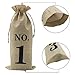 Shintop 10pcs Jute Wine Bags, 14 x 6 1/4 inches Hessian Wine Bottle Gift Bags with Drawstring for Blind Wine Tasting (Numbered, Brown)